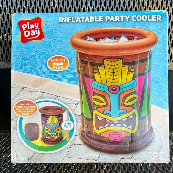 Play Day Inflatable Party Cooler, Tiki Face, new - Picture 3 of 6